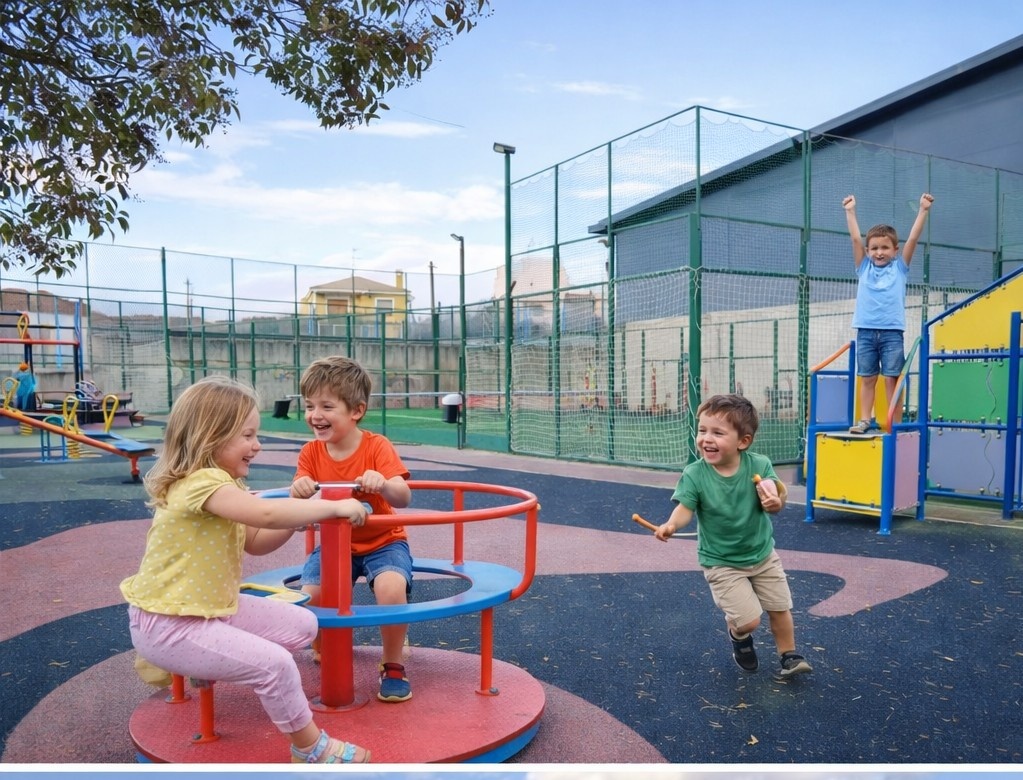 Niños jugando en un parque