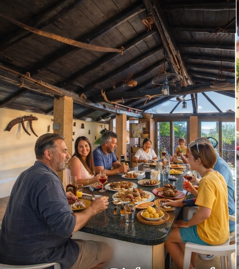 Reunión familiar con comida deliciosa